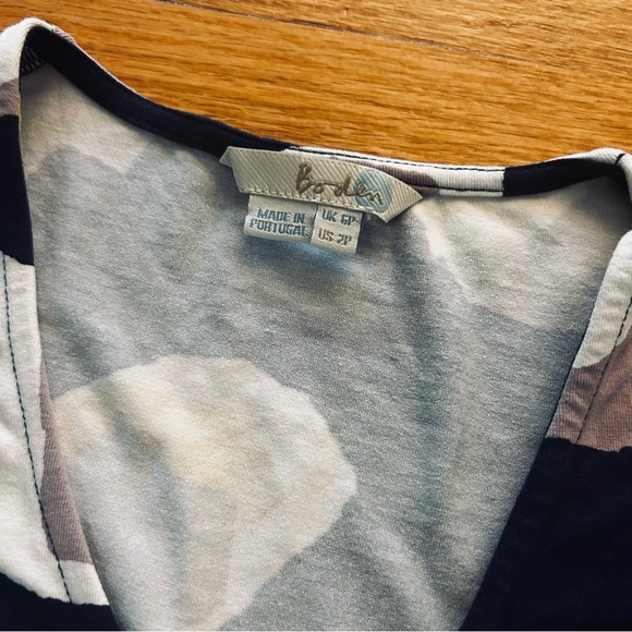 Sz 2p Boden Womens Short Sleeve Wrap Top, Floral Navy Blue - Picture 2 of 5